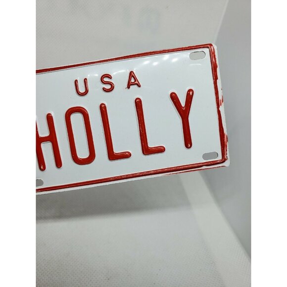 Holly Personalized Mini License Plate – Red & White Collectible Bike Tag - Picture 2 of 9